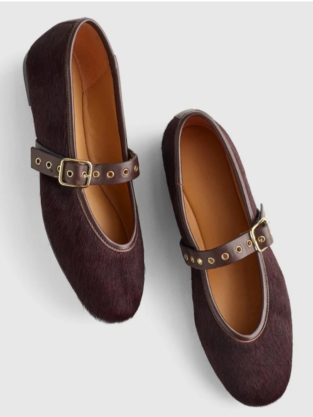 NEW Madewell Dark Brown Ponyhair Mary Jane Flats